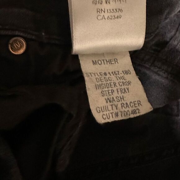 Mother Jean Size 24 Black Insider Crop Step Fray Guilty‎ Racer Stripe Bootcut - Picture 12 of 13